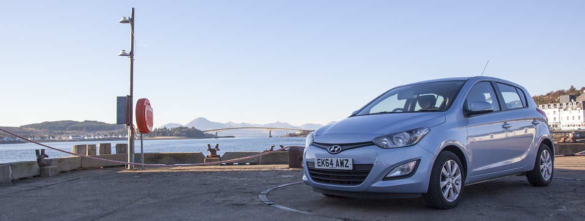Skye Car Hire small car on Kyle Pier